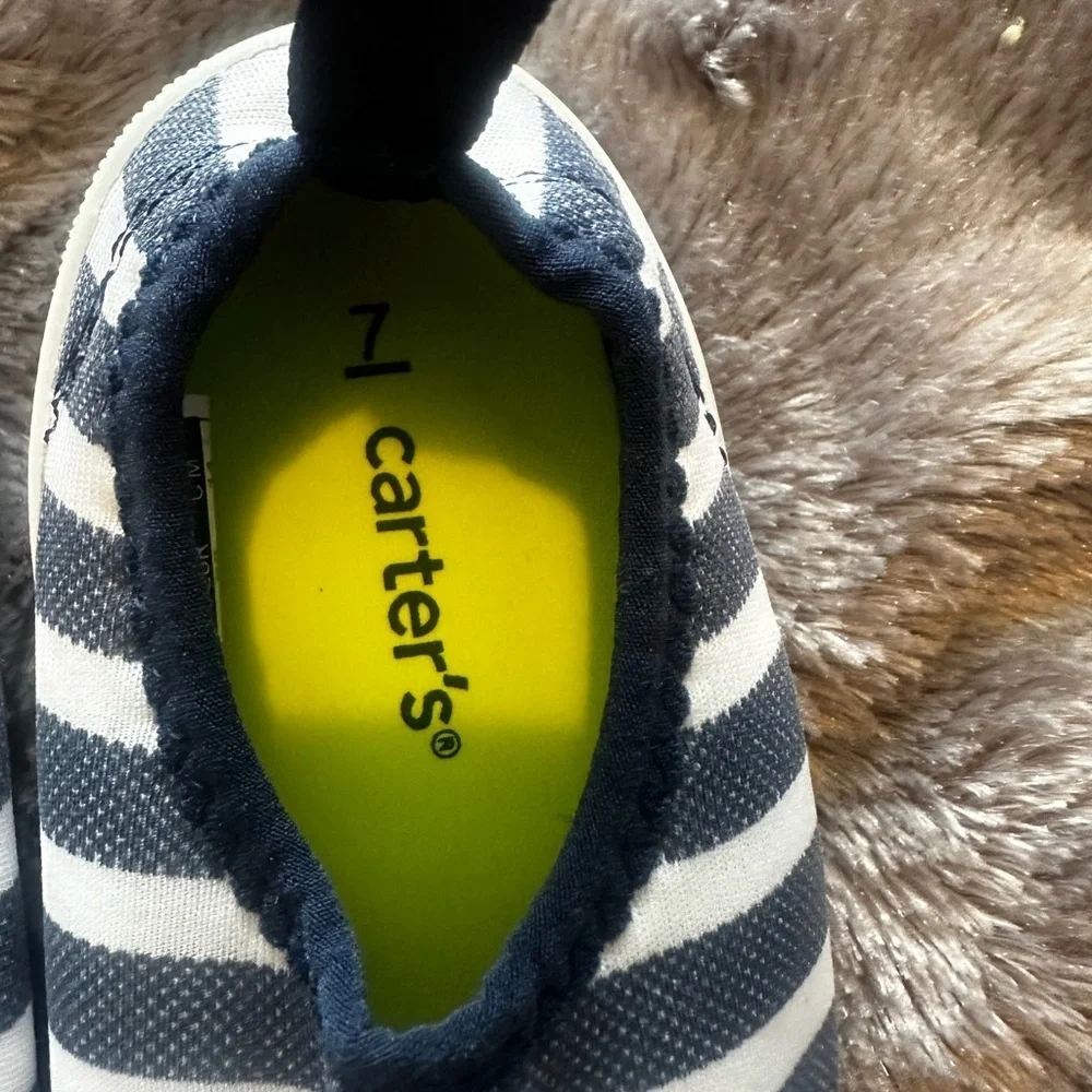 Carter's Blue and White Striped Kids Slip On Shoes for Pool or Beach
